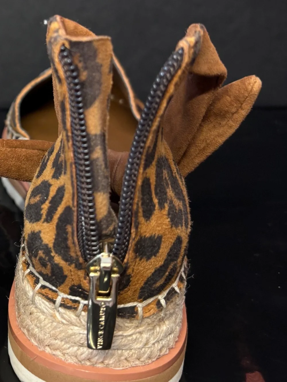 Vince Camuto Leopard Espadrille Platform Sandals Ankle Wrap Rope Sole EU 36 1/2